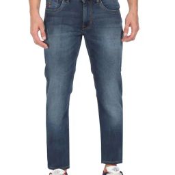 U.S. Polo Assn. Blue Cotton Slim fit Solid Jeans-image-101