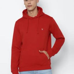 Allen Solly Red Cotton Regular Fit Hooded SweatShirt-image-92
