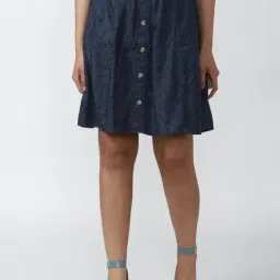 Van Heusen Navy Printed A-Line Skirt-image-11