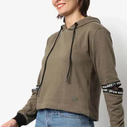 Campus Sutra Green Cotton Sweatshirt-image-61