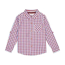 Budding Bees Boys Purple Cotton Check Full Sleeves Shirt-image-90