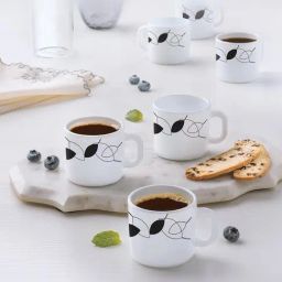 Larah by Borosil White Ceramic Tea & Coffee Mug - Set fo 6 100ml-image-54