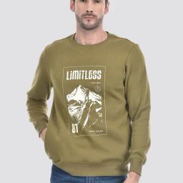 Numero Uno Military Olive Regular Fit Printed Sweatshirt-picture-4