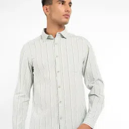 Peregrine By Pantaloons Green Cotton Regular Fit Striped Shirt-picture-23