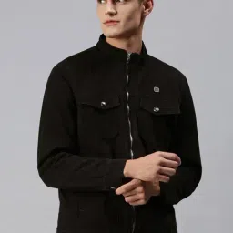 SHOWOFF Black Cotton Slim Fit Jackets-image-69