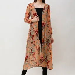 Cation Orange Floral Print Shrug-4