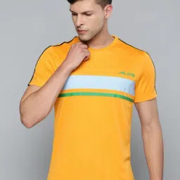ALCIS Yellow Slim Fit Round Neck Sports T-Shirt-image-101