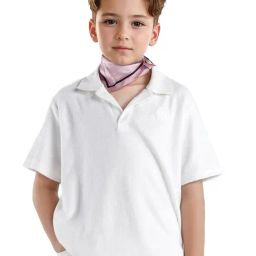 Rare Ones Boys White Cotton Blend Applique Polo T-Shirt-image-91