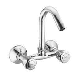 Jabra Sink Mixer Tap (M) Sleek Series Brass Chrome Finish Wall Mount Silver-image-71