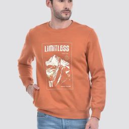 Numero Uno Burnt Orange Regular Fit Printed Sweatshirt-image-14