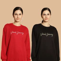 Vimal Jonney Maroon & Black Printed Sweatshirt - Pack Of 2-image-66