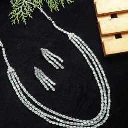 Zeneme Rhodium Plated AD Stone Studded Layered Jewellery Set-16