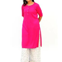 LASTINCH Pink Rayon Regular Fit Kurta-picture-39