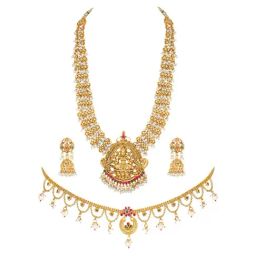 Peora Combo of White Necklace Set with Red Green Waist Belt for Women-image-81