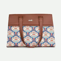 ZOUK Kovil Blue Printed Tote Handbag image 3