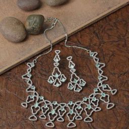 Zeneme Rhodium Plated AD Studded Jewellery Set-image-32