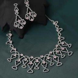 Zeneme Rhodium Plated AD Studded Jewellery Set-image-16
