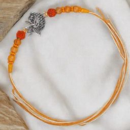 Taraash 925 Sterling Silver Moon Ganesha with Rudraksha Beaded Thread Rakhi for Brother/Bhai/Bhaiya-image-43