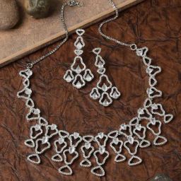 Zeneme Rhodium Plated AD Studded Jewellery Set-image-92