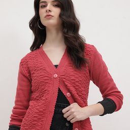 The Roadster Life Co Self Design Geometric Pattern Woollen Cardigan-picture-27
