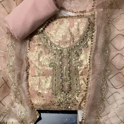 Glitzy Galz Floral Embroidered Zari Work Unstitched Dress Material-image-13