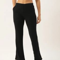 FEMEA Black Polyster Solid Trackpants-picture-10