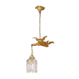 Fos Lighting Cast Aluminium Gilded Cherub Crystal Antique Pendant Light - AngelGold-AL-Crystal-HL1-image-26