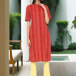 Aurelia Red Cotton Printed Straight Kurta-image-16