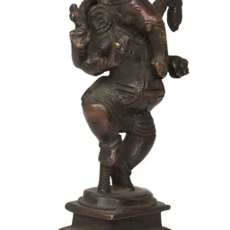 Exotic India Black & Brown Dancing Ganesha Brass Idol Showpiece-image-59