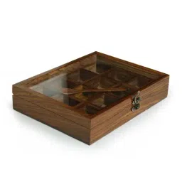 ExclusiveLane 'Twelve Blends' Spice Box With 12 Containers & Spoon In Sheesham Wood image 4