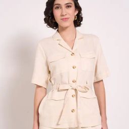 Honey By Pantaloons Cream Cotton Relaxed Fit Jacket-image-94