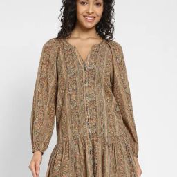 American Eagle Outfitters Brown Cotton Printed A-Line Dress-picture-31