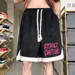 KPOP Men Typography Printed Relaxed Fit Shorts-image-99