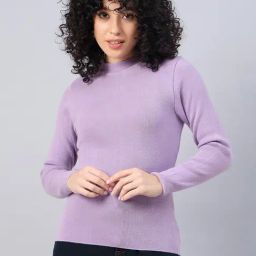 RVK Lavender Blended Solid Full Sleeves Pullover-13