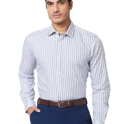 Park Avenue Blue Slim Fit Striped Shirt-picture-14