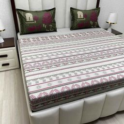 Pure Decor Green & Magenta Ethnic Motifs Printed 400 TC King Bedsheet Set 2.74m x 2.74m-15