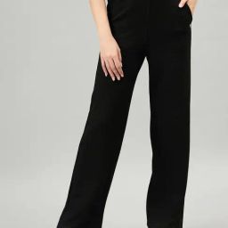 FEMEA Black Cotton Blend Textured Trackpants-picture-11