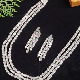 Zeneme Rhodium Plated AD Studded Jewellery Set-image-42