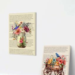 Art Street Multicolor Cotton Canvas Jardin Bird And Floral Wall Painting - Set of 2-image-4