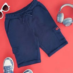 Pantaloons Junior Kids Estate Blue Cotton Regular Fit Short-image-82