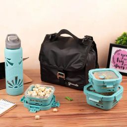 Glasafe Trio Grip Mellow Green Borosilicate Tiffin Combo-image-70