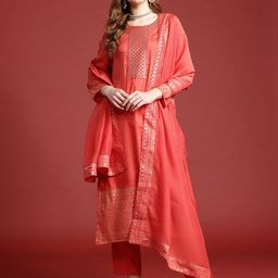 Anouk Sequin Embellished Gotta Patti Detail Kurta Set With Dupatta-16