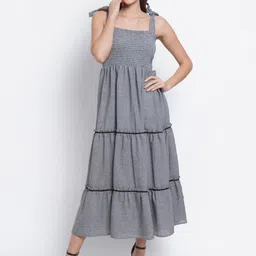 Purple State Women Smocked Fit & Flare Cotton Maxi Dress-image-67