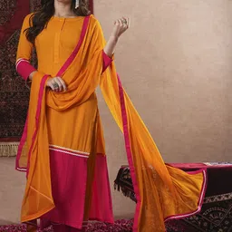 Anni Designer Colourblocked Round Neck Regular Kurta With Trouser With Dupatta-image-43