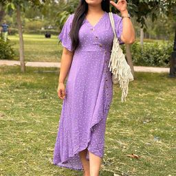 GULABI DORI Women Printed Assymetric Wrap Maxi Dress-image-5