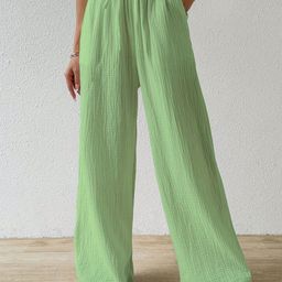 Sugathari Women Textured Relaxed Straight Leg Loose Fit Wrinkle Free Trousers-image-90