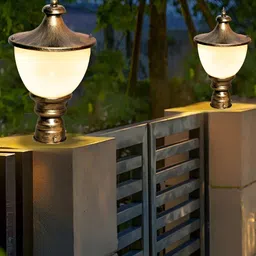 KINIS 2 Pieces Golden Frustum Shaped Gate & Garden Light Outdoor Lamp-image-80
