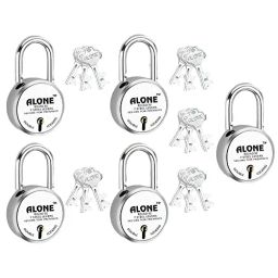 ALONE LOCKS Round 50 mm Steel Chrome 3 Keys Each Double Locking Padlock (Pack of 5)-image-29