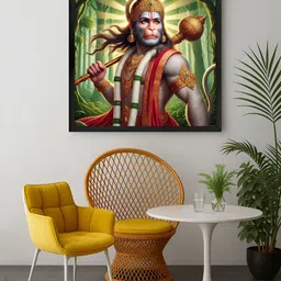 999Store Green & White Hanuman Printed Canvas Wall Art-image-53