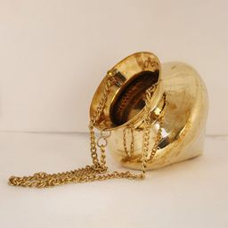 Exotic India Gold Toned Brass Jaladhara Kalasha With Hole-image-70